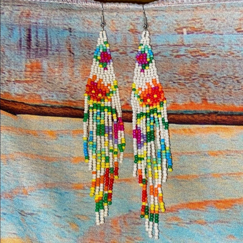 NWT Boho Beaded Tassel Earrings